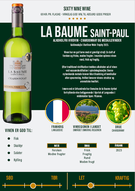 Alkoholfri Chardonnay - La Baume Saint-Paul